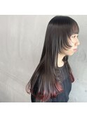 #顔周りウルフ×ワインレッド
