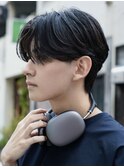 ニュアンスパーマセンターパートメンズカットシャドウパーマ眉毛