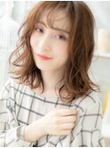 ★大人美人抜け感くせ毛風パーマウェーブミディアム30代40代★1