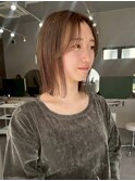 ストレート×ボブ×ミルクティベージュ