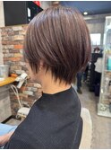 襟足スッキリ ショート カット チョコレートブラウン 50代60代