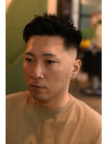 メリケンバーバーショップ フクオカ(MERICAN BARBERSHOP FUK)&nbsp;ハイライトマッシュパーマウルフアッシュブラック