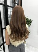 韓国顔まわりレイヤーカットグレージュオリーブベージュブラウン
