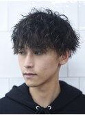 べリーショートダークアッシュニュアンスパーマ韓国マッシュ