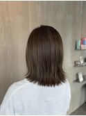 ブリーチなし透明感アッシュベージュ切りっぱなし外ハネボブ