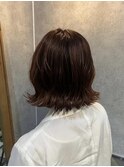 ♪オレンジブラウン×顎ラインボブで柔らか秋ヘア