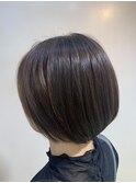 ショートボブ,ショコラブラウン,艶カラー,丸みショート【草加】