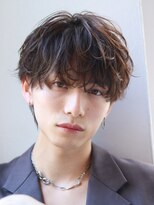 オーシャントーキョー サニー 原宿(OCEAN TOKYO Sunny) 韓国マッシュフェザーパーマニュアンスパーマセンターパート黒髪