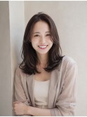 ミディアム20代30代ストレートレイヤー前髪なし前髪あり池袋