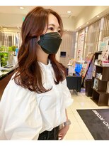 カミエ(kamie)&nbsp;＊ピンクベージュ 韓国風ロングヘア 透明感 フェイスレイヤー