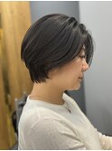 20代30代大人可愛い小顔ショートボブ韓国風アッシュブラック