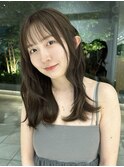 シースルーバング/アッシュベージュ/重めミディアム/寒色