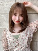 小顔前髪イメチェン顔まわりミディアムレイヤーストレートヘア