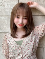 小顔前髪イメチェン顔まわりミディアムレイヤーストレートヘア
