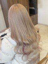 ラピステン 福岡天神 大名店(Lapis)&nbsp;10代・20代/ハイトーンブリーチ/インナー/ベージュ×ピンク