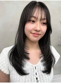 ミディアムレイヤーカット顔周りレイヤーハッシュカット透明感