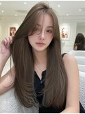 ナチュラルボブレイヤートレンドカラー韓国風シースルーバング