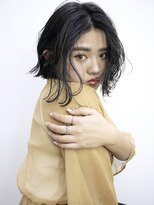 アルバム 渋谷パルコ(ALBUM)&nbsp;ニュアンスブルーブラックボブ_ウェーブパーマ耳かけ_7393