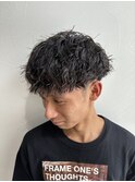 ツイストスパイラルマッシュツーブロックメンズパーマ