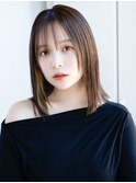 ☆ぱっつん前髪流し前髪鎖骨ミディアムボブ耳かけボブパーマ小顔