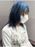 ◯ブルー　インナー　アンブレラカラー　水色　グラデーション