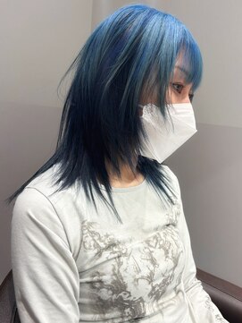 サロウィン 大宮Crest店(SALOWIN) ◯ブルー インナー アンブレラカラー 水色 グラデーション