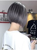 ミニボブ×グレーシルバーバレイヤージュ×ブリーチ２回