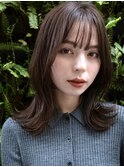 ◆モテ髪抜け感小顔ミディアムレイヤーカット/シースルーバング