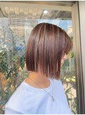 【ADORE 横浜】ぱっつんボブ×ハイライト