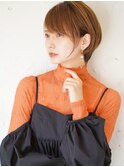 大人可愛いショートボブ◎細めハイライト白髪ぼかしサイドバング