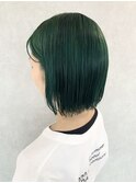 〈お客様スタイル〉ブリーチ/グリーン/個性派カラー