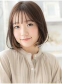 大人かわいい透けバング前下がりぱっつんボブa上尾20代30代40代