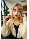 大人かわいい前髪セシルカットココアブラウンフリンジウェーブ