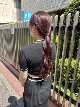 ロンド マーレ 天神大名店(Lond mare) ピンクブラウン/暖色カラー/カシスピンク/韓国ヘア/顔周りカット