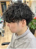 ツイストスパイラルパーマメンズパーママッシュウルフフェード