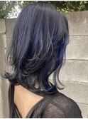 ハイライト×イヤリングカラー★ネイビー