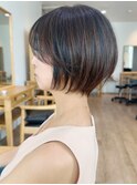 say.黒髪ボブルフネビージュ小顔ワンレン丸みショートハイライト