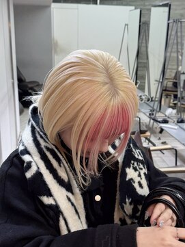 ヲタク(wotaku.) ホワイトブロンド前髪インナーポイントカラーホワイトブロンド