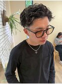 ナチュラルアップバングハイライトフェザーパーマ20代30代