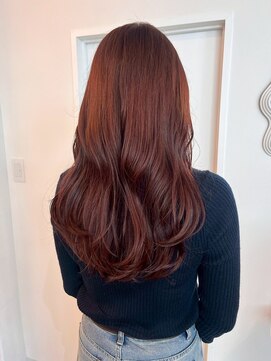 ユニバイリサ 天神大名店(uni by risa) チェリーブラウン ブリーチなしダブルカラー 暖色カラー 艶髪