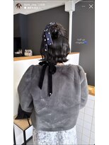 リイチ(LIICHI)&nbsp;パール × リボンのハーフアップ