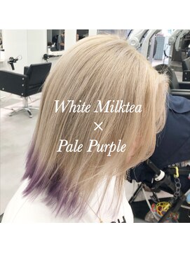 クリーム 大宮(CREAM) ホワイトミルクティー×ペールパープル　　裾カラー