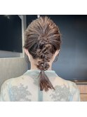 お呼ばれねじりアレンジ /ヘアセット/お呼ばれ/前髪カット/韓国