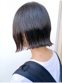 say.切りっぱなしボブ外ハネボブグレージュアッシュ原宿丸顔前髪