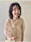 黒髪ミディアムパーマ