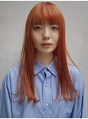 艶々前髪　オレンジカラー　