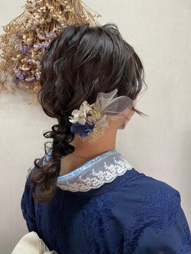 バサラ 大阪梅田店(VASARA) 着物　ヘアセット　セミロング　編み下ろし　ゆるふわ　大阪