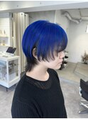 ○中性ウルフカットウルフレイヤーカットマッシュウルフ青髪