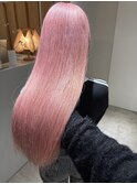 縮毛矯正毛をケアブリーチでサクラピンク