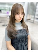 小顔外ハネミディアムアッシュ20代30代40代くびれミディ韓国ヘア